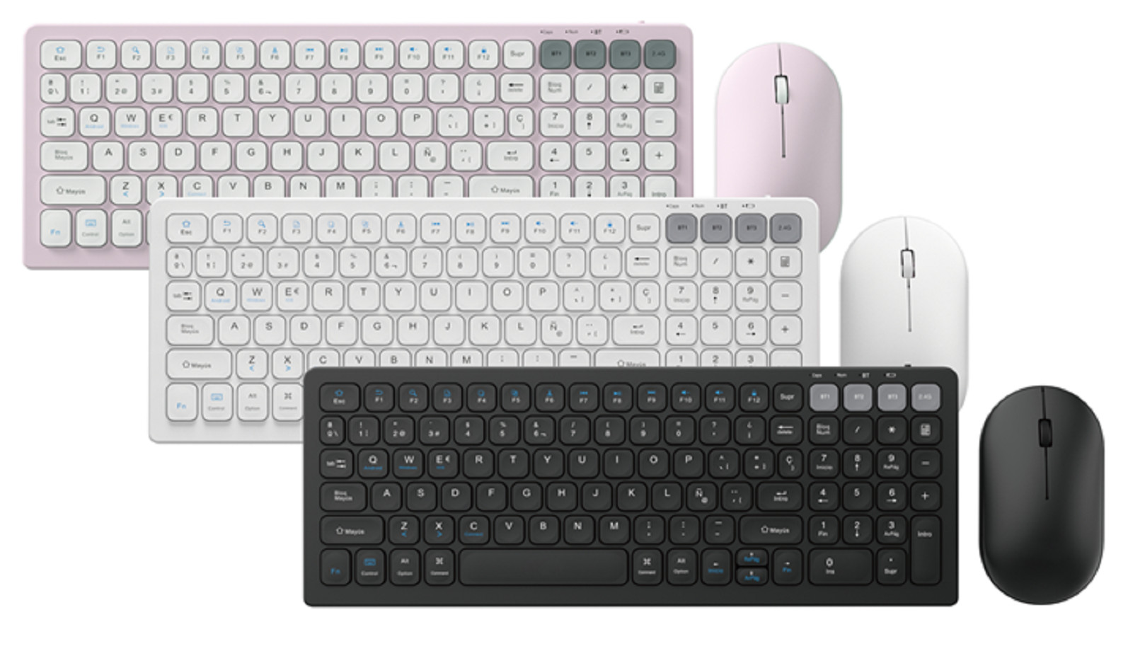 Scissor-foot Keyboard And Ergonomic Mouse Both With 500mAh Battery Bluetooth 3.0/2.4G Wireless Connectivity 1200 DPI