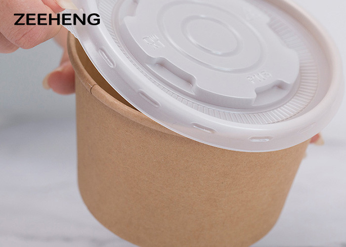PE Coated 16oz 500ml Matt Salad Food Kraft Paper Bowls Dessert Cup With Lid