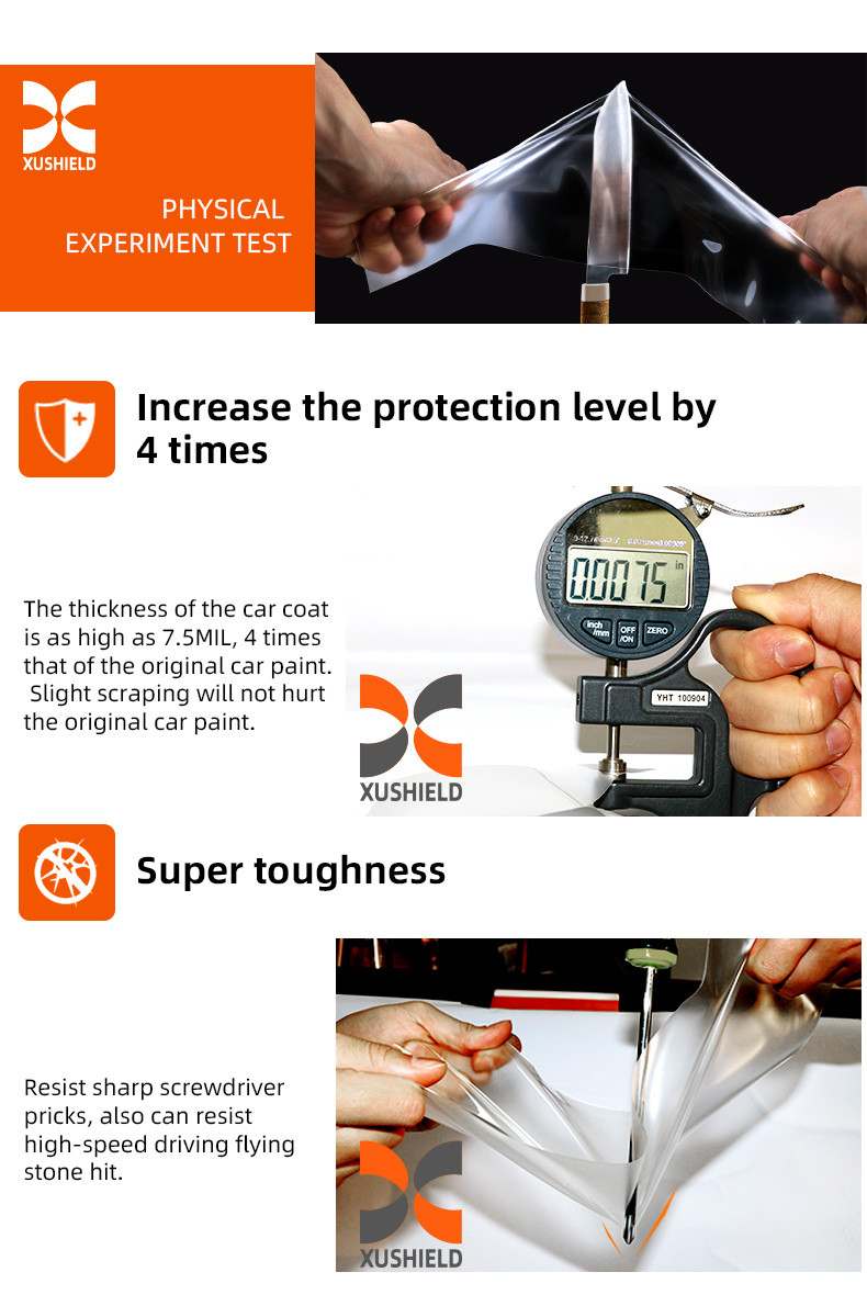 XUSHIELD Manufacturer Wholesale Clear Car Film Self-adhesive Anti-Scratch Self-Healing TPU PPF Paint Protection Film