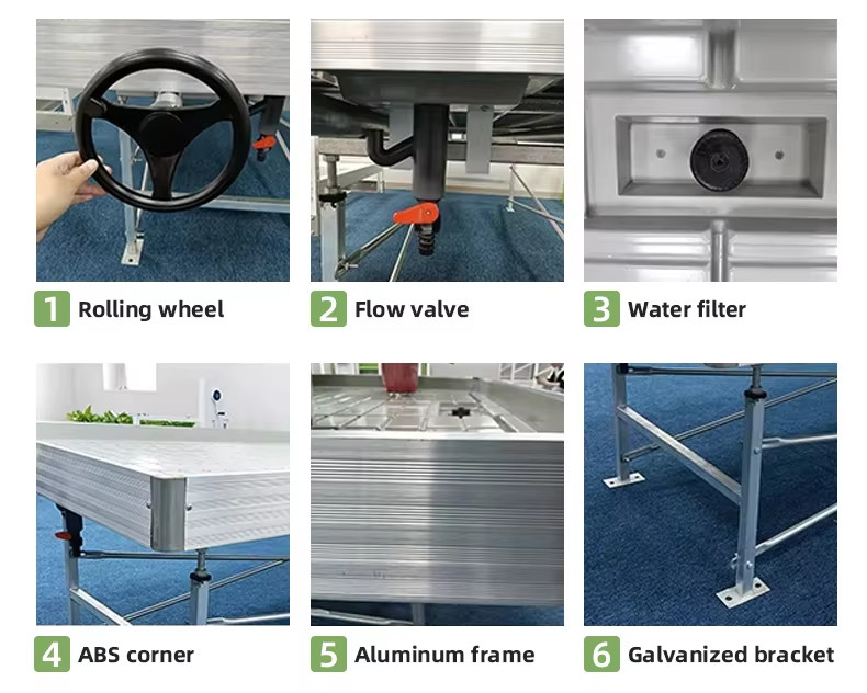 Agriculture Ebb And Flow tables Hydroponic seedling Grow Rolling Bench seedbed with abs tray