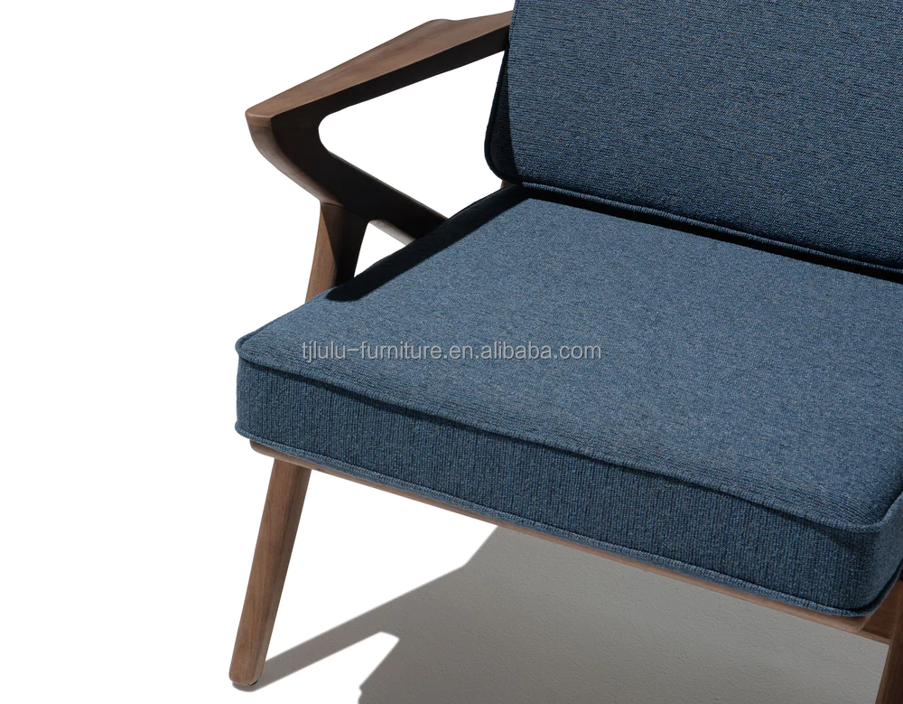 Living Room Chair Modern Fabric Wooden Sofa Chair Leisure Lounge Solid Wood Chair W59*D59*H57CM