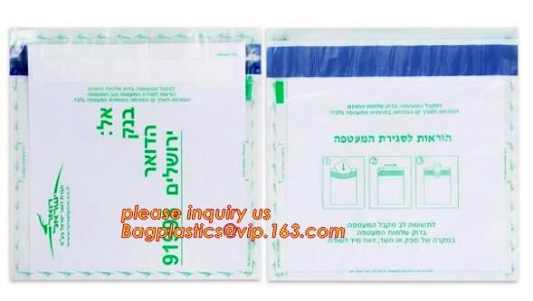 Security plastic bag with adhesive tape for cash, plastic money bag, Security Money Cash Bag For Airport/Bank and police
