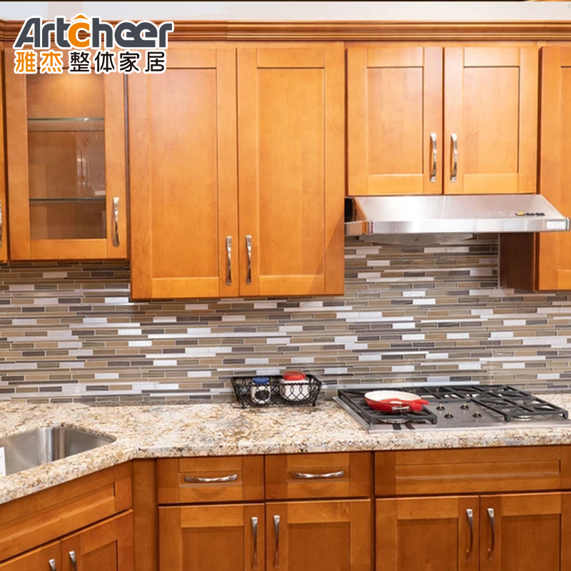 Plywood Carcase Modular Kitchen Cabinet with Modern Stylish Design and Marble Stone Top