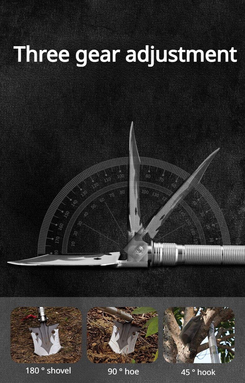 Outdoor multifunctional military shovel, camping survival, mountaineering, fishing, four section shovel, foldable garden