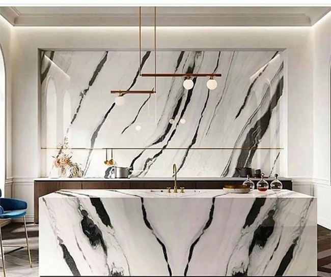 Black Veins White Marble Panda White Wall Flooring Stairs Natural Marble Stone Slab
