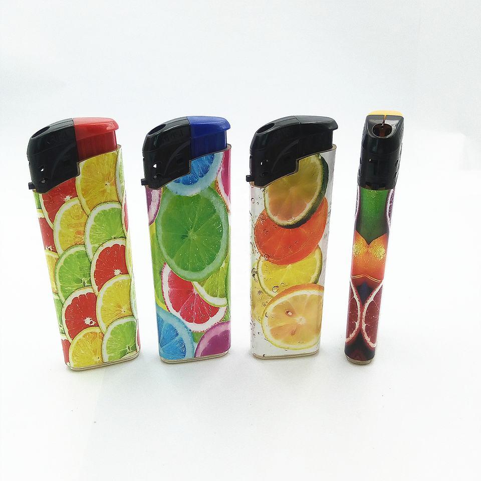 Colorful High Quality EUR Standard Plastic Electric Lighter with Custom Pattern-Fruits