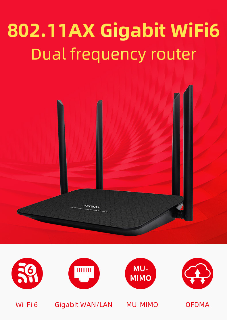 1800mbps 6 Port Wireless Router 802.11ax Dual Band Concurrent