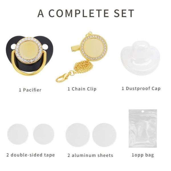Custom Silicone Infant Nipple Luxury Baby Bling Blank Sublimation Pacifiers Clips