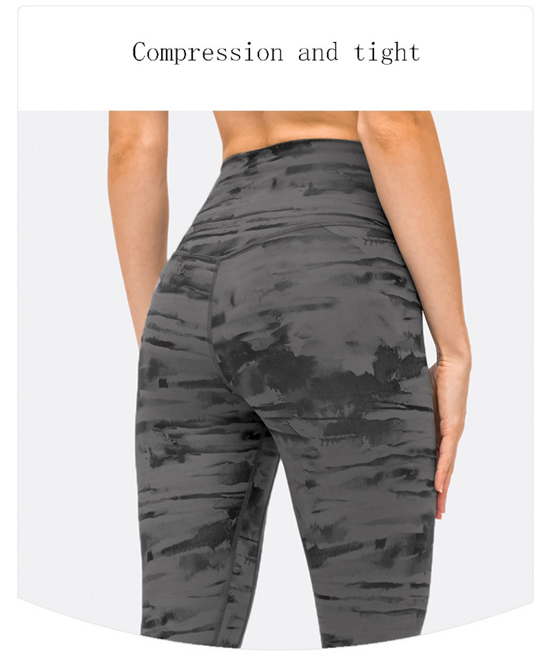 Ink Dye Patterned Yoga Leggings Pro Skin High Stretch Breathable Gym Pants