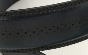 Laser Cow Leather Belt , 3.5cm Width Durable Leather Suit Belt Black Color