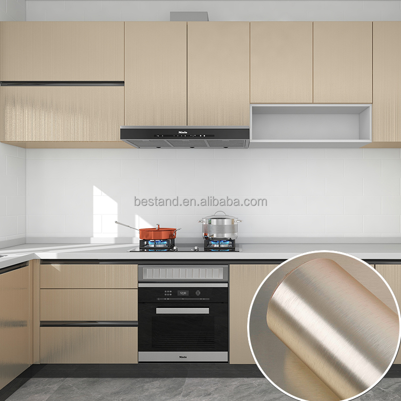 Waterproof Kitchen Heat Resistant Wallpaper Peel and Stick Metal Foil Contact Paper Self Adhesive Oil-Proof Sticker