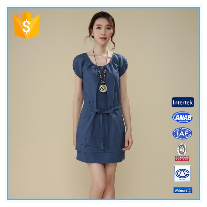 2016 New Ladies Hot Sale Plus Size Linen Dress Manufacturer In China
