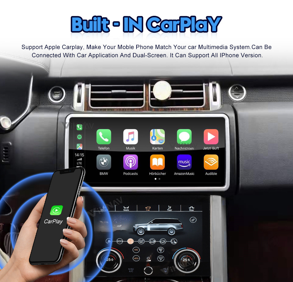 Double Din Range Rover Android Head Unit Car Radio Player AC Panel