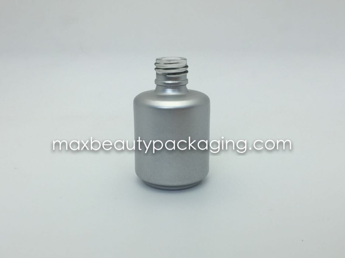 15ml thick and strong powder coating gel bottle round shape metallic silver environment friendly nail polish packaging