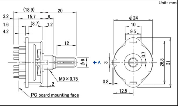 SRRM433700 Rotary Switch SRRM Series 12-positions General-purpose Vertical Type Switch Rotary