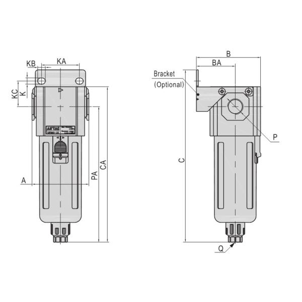Air Filter Air Preparation Units Pneumatic Component Air Filter GF300-08 1/4" Aluminum alloy