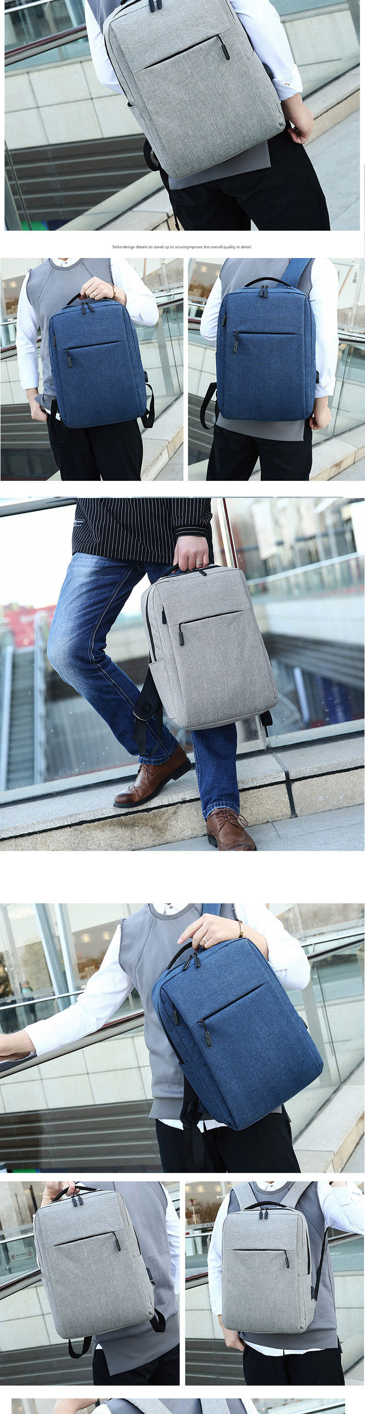 Antitheft Mens Travel Computer Backpack Waterproof Office Backpack With USB Charging Port