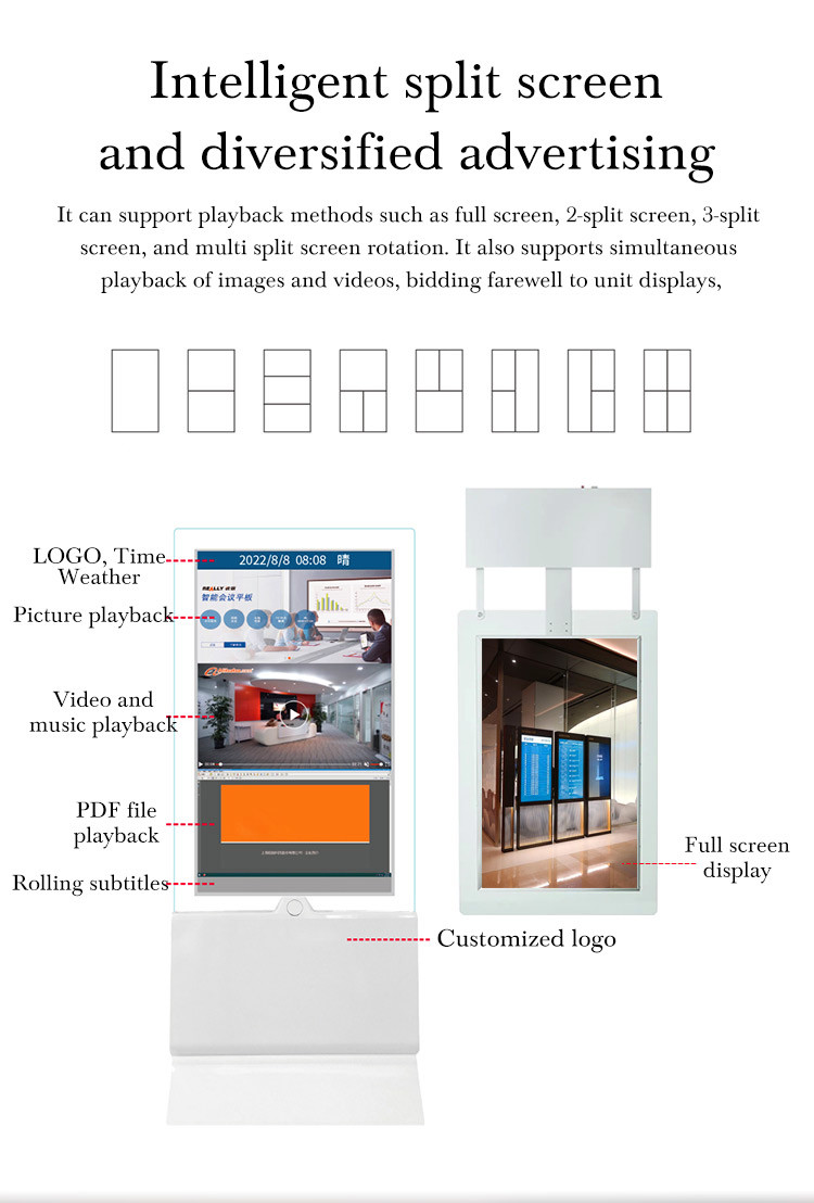 Double Sided Indoor LCD Digital Signage Retail Shop Digital Signage 55 Inch 65 Inch