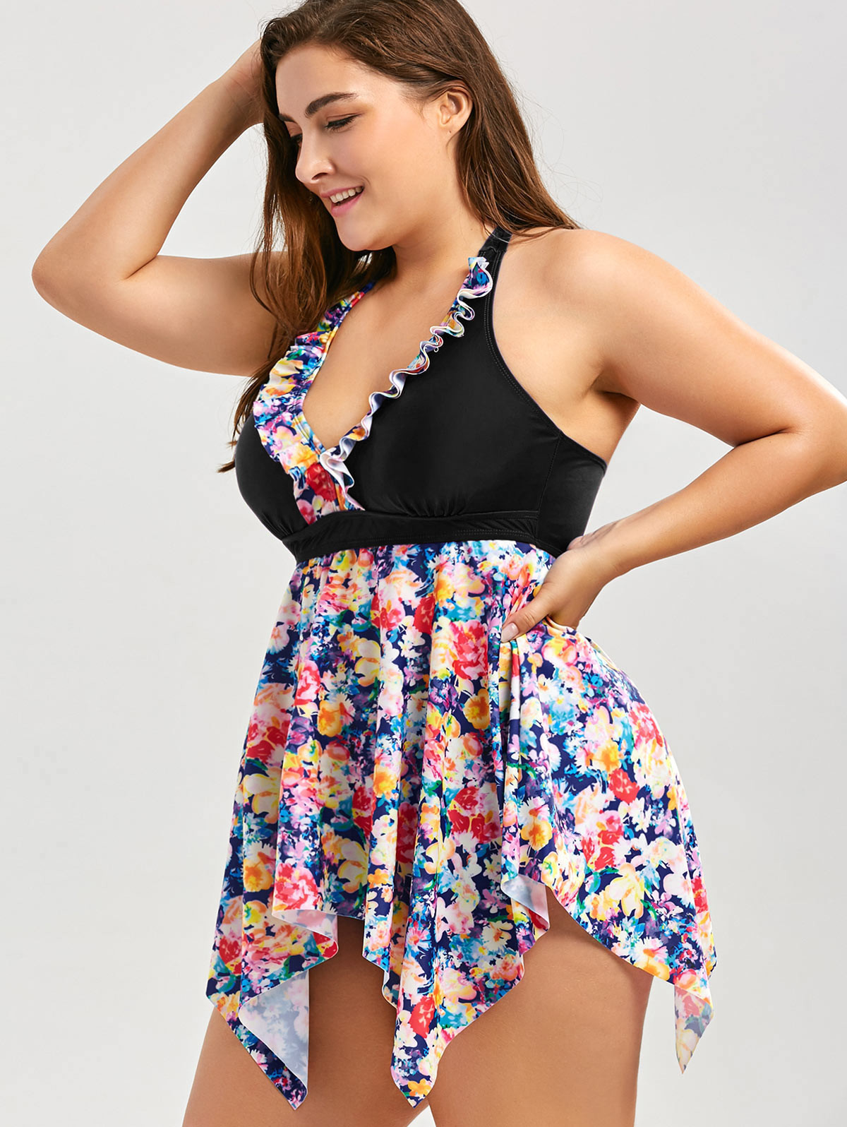 swimwear women bikini Large size swimsuit black dress Beach vacation sexy piece swimsuit fat bikini Increase fertilizer