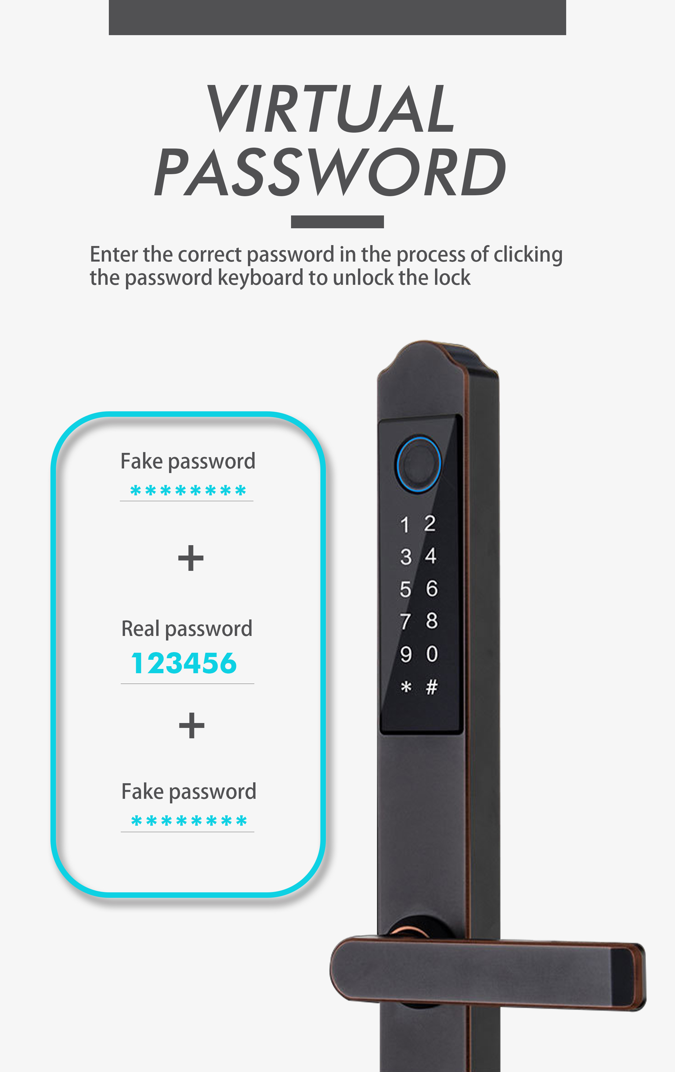 30mm-60mm Thickness Electronic Keyless Door Locks Smart Door Lock Waterproof