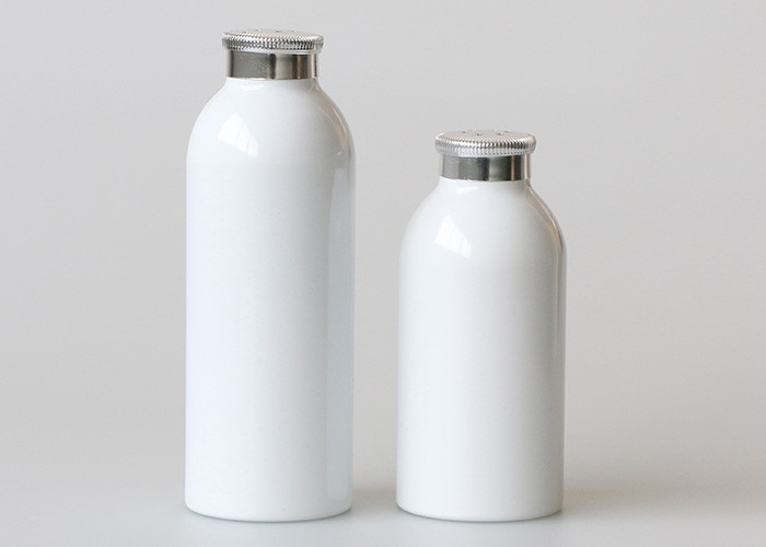Empty Aluminum Cosmetic Bottles , White Talcum Powder Bottles With Sifter