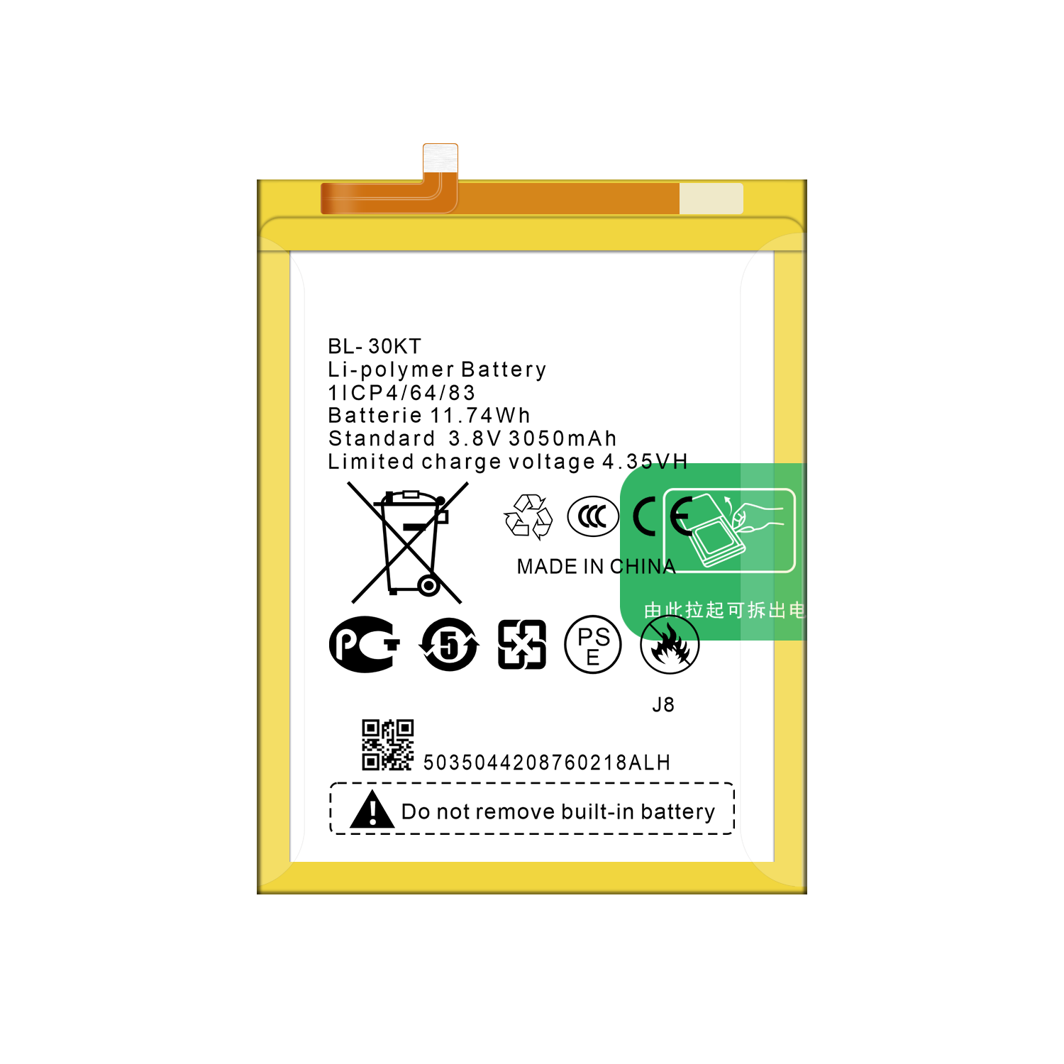 Stock BL-30KT 3050mAh Battery for Tecno J8 Mobile Phone RECHARGABLE and Long-lasting