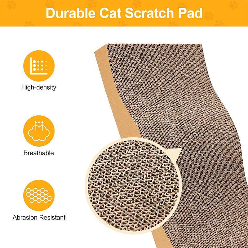 Eco Friendly Cat Scratch Pad L Shape Durable Corrugated Cat Scratcher For Large Cats