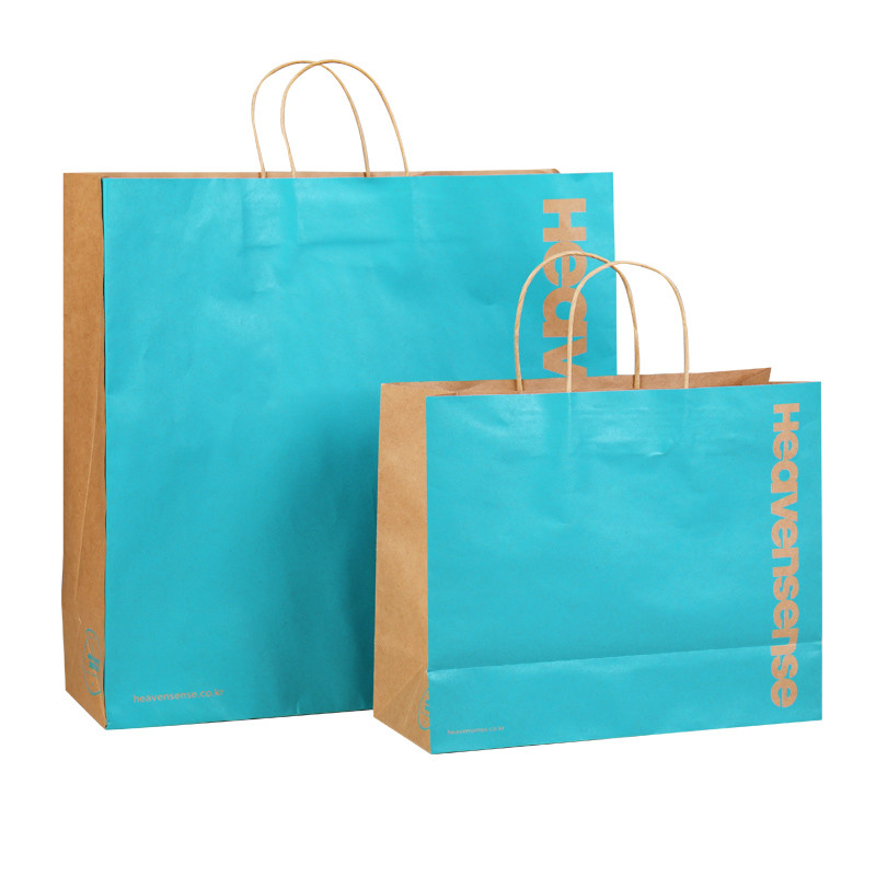 Custom White Paper Kraft Merchandise Bags With Handle For Packaging 12x7x17