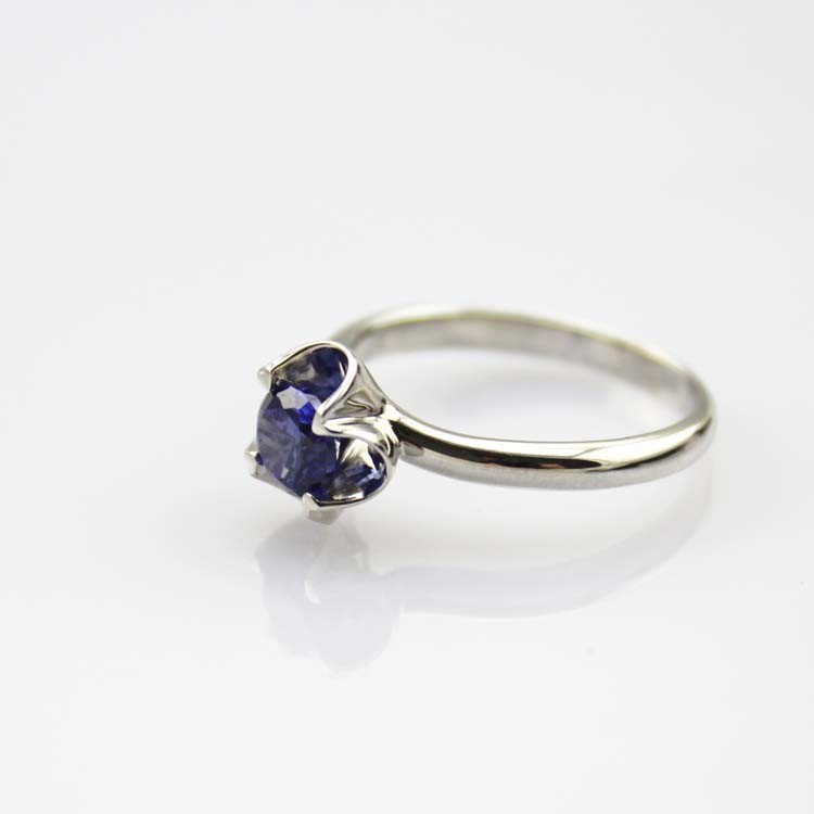 Sterling Silver Engagement Ring with Solitaire 6mm Created Blue Topaz(F88)