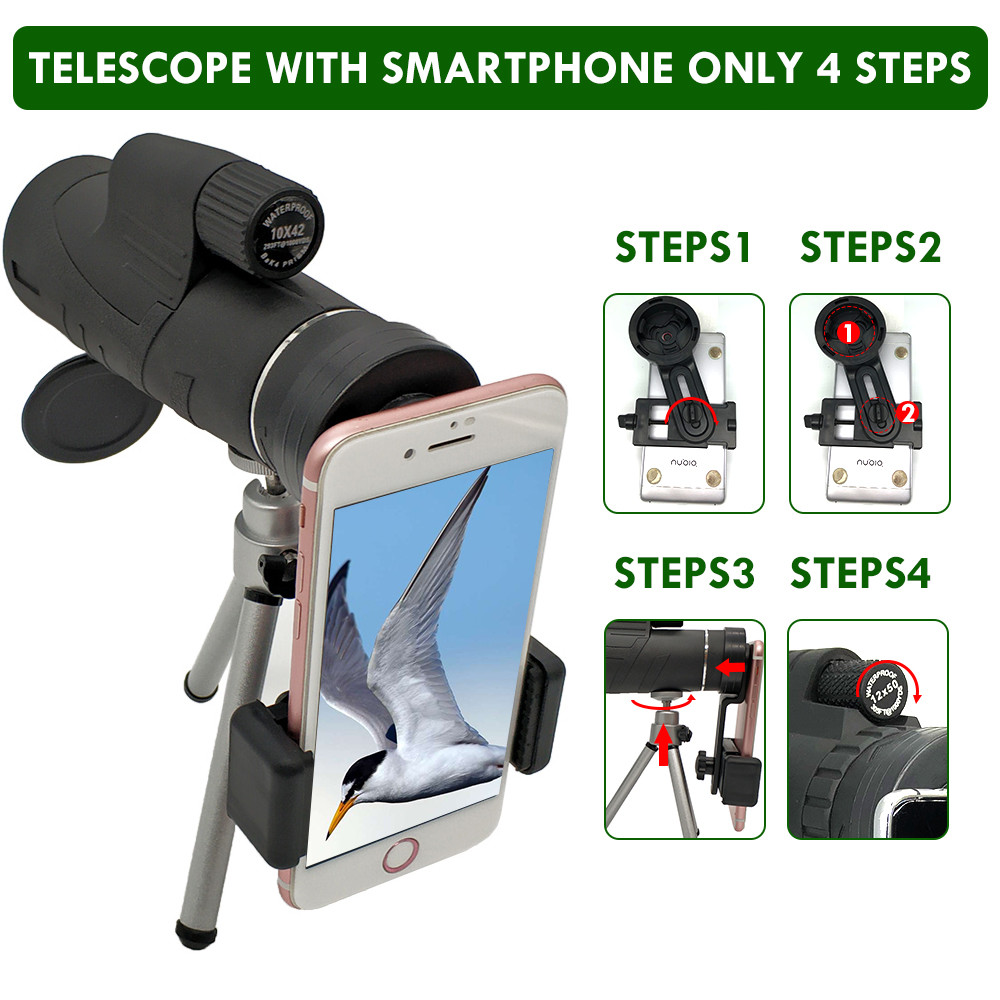 12X Mobile Phone Telescope With Tripod Smartphone Clip