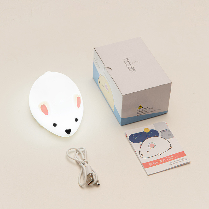 Mouse Night Light For Kids Rechargeable LED Children Lamp Timer Bedside Lamp Decor Baby Nursery Breastfeeding NightLight