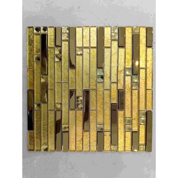 Gold color Wholesale Electroplate Design Decorative Backsplsah Wired Glass Mosaic Tile