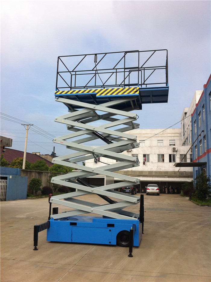 Yellow Color 500KG Electric Hydraulic Scissor Lift With Extendable Platform