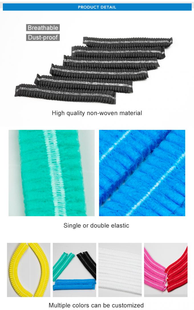 Blue Disposable Head Cap Non-woven Double Or Single Elastic Mob Cap With Certificates