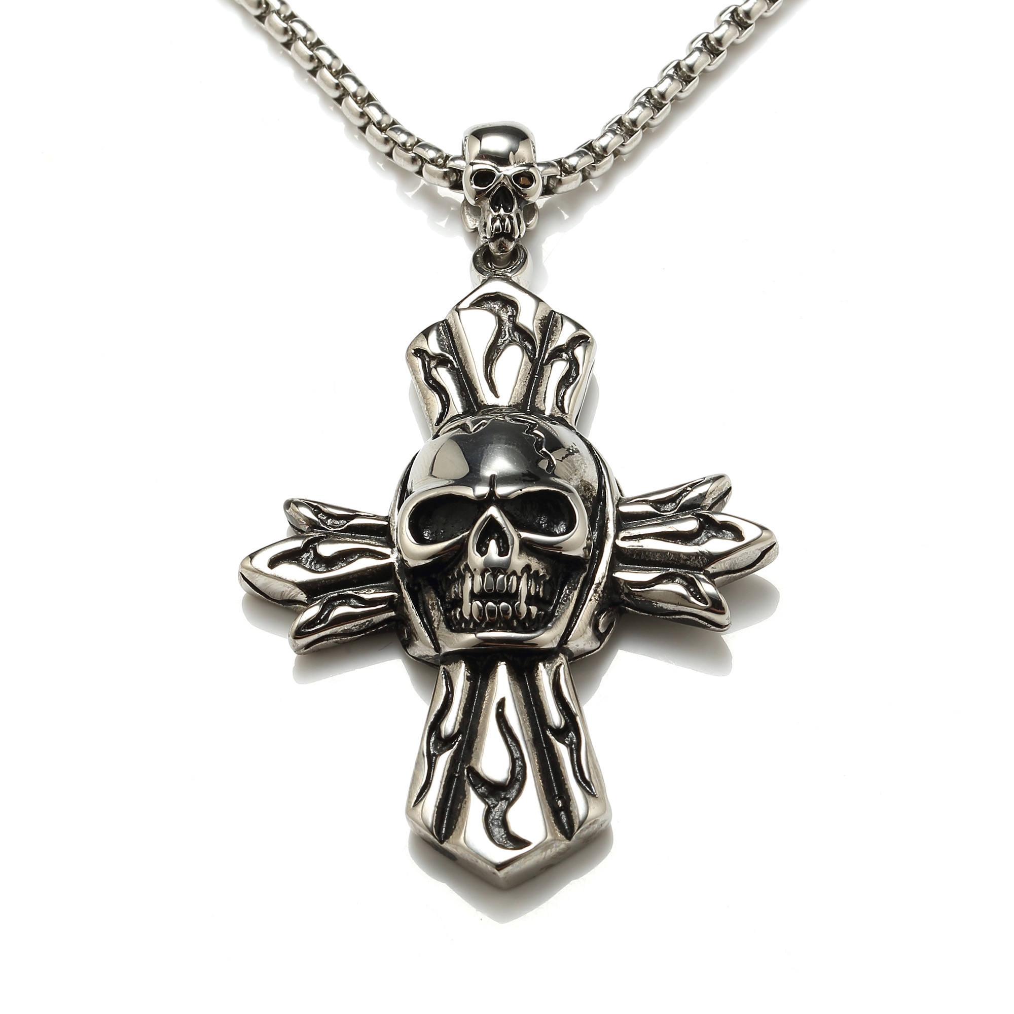 Hot sale big cross stainless steel necklace men body jewelry necklace