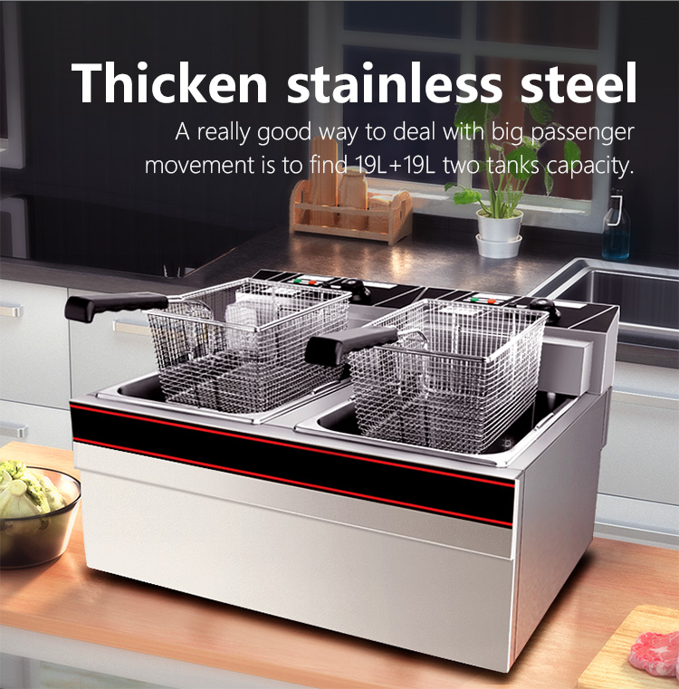 660x565x420mm Durable Stainless Steel Electric Chips Deep Frying Machine with Thicken Basket