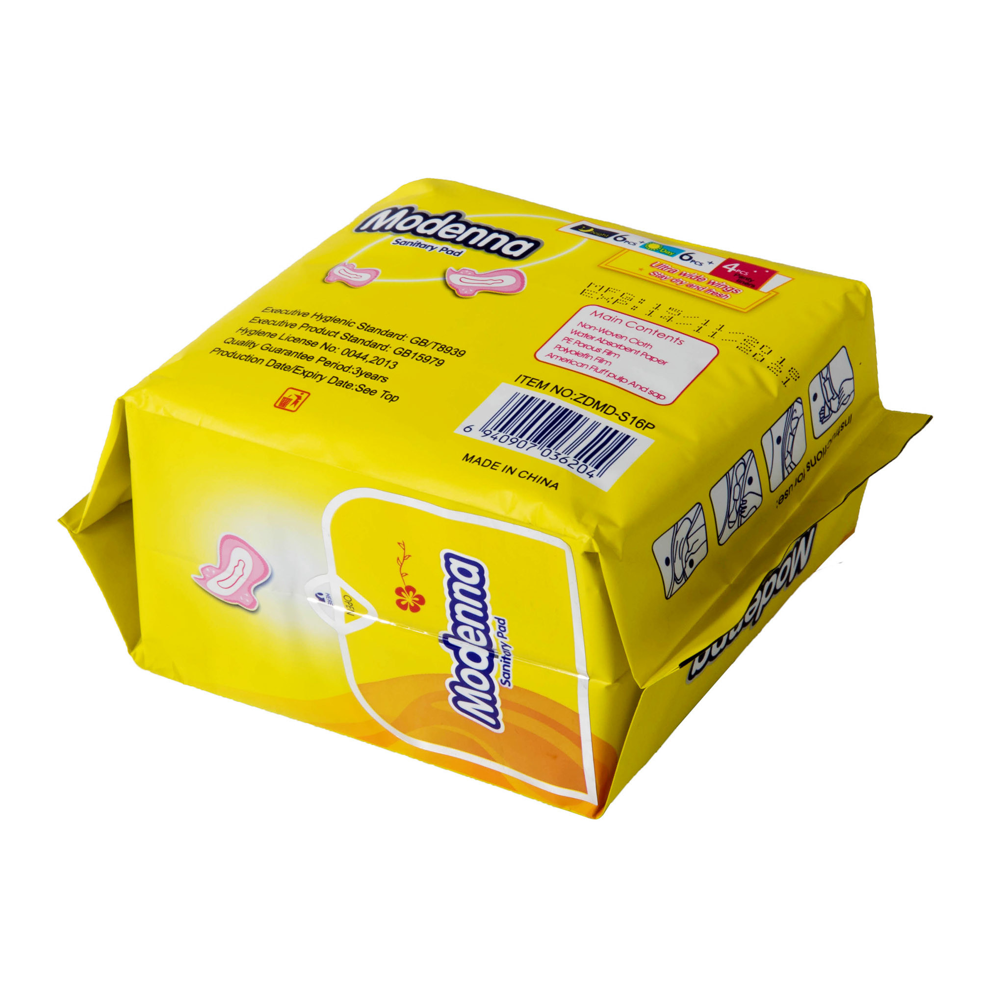 Lady Winged Feminine Hygiene Sanitary Napkin Disposable Cotton Menstrual Pads