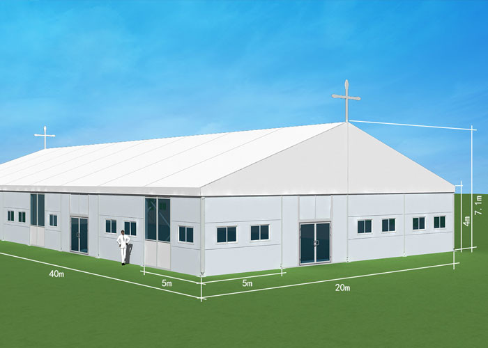 Solid Wall 40x60m Church Outdoor Tent With Sliding Glass