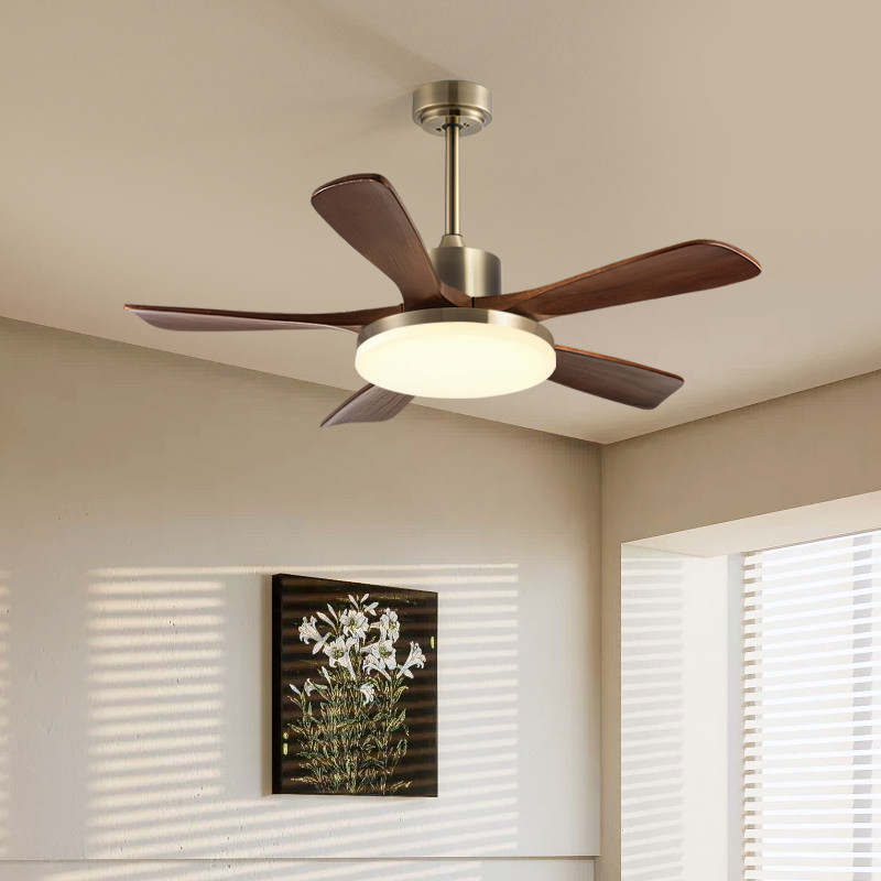 56-Inch Modern Ceiling Fan With Light 5 Blades Black / White For Living Room Remote Control Iron Body DC Motor
