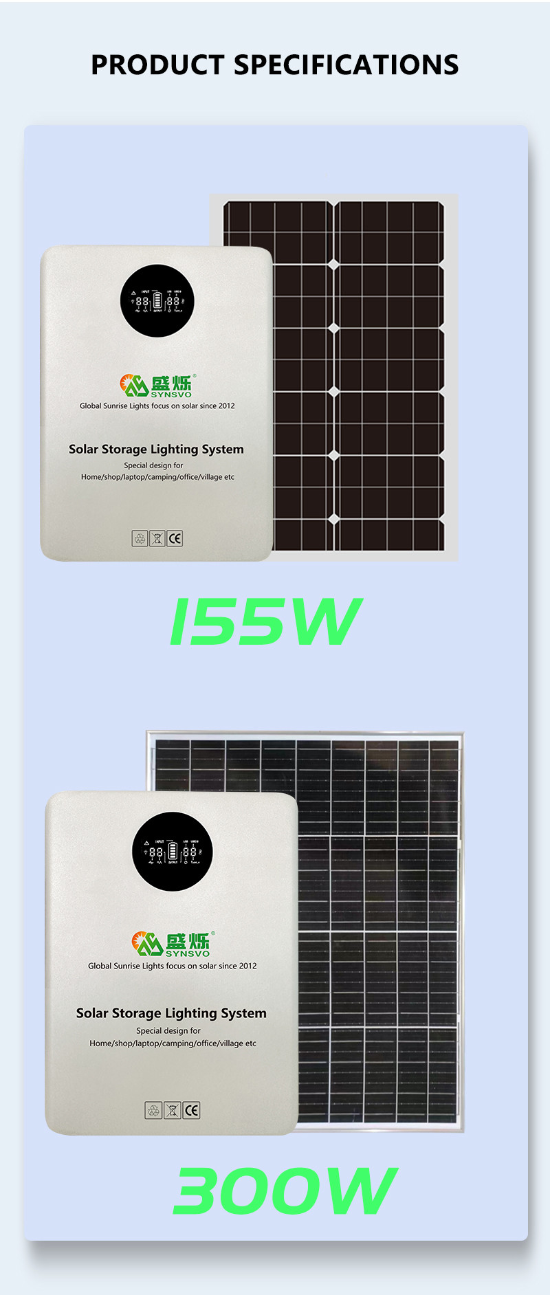 Universal Output Socket Portable Solar Generating Systems 5V/9V/12V/220V 155W