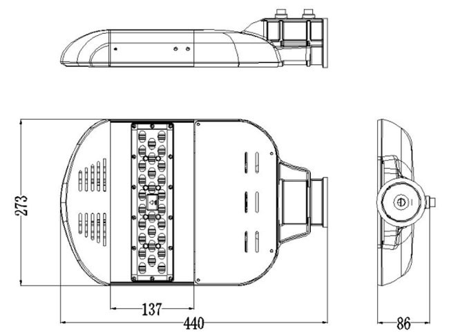 Good Heat Dissipation High Lumen Led Street Light 40 Watt 155-160lm/w U-SL1201-40W