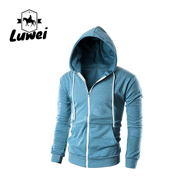 Custom Drawstring Gym Long Sleeve Mens Plain Over Size Sweatshirt Pullover Slim Fit Lightweight Zip-up Sports Hoodie