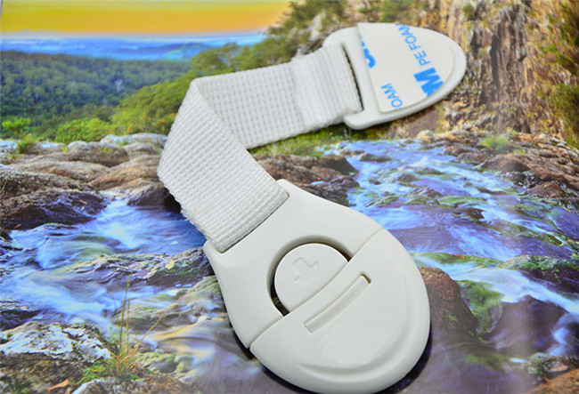 Adjustable Child Safety Lock White Nylon Strap Baby Cabinet Lock