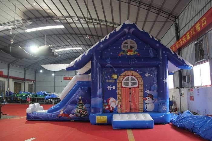 Christmas Eve Inflatable Bouncy Castle / Commercial Bounce House With N Slide WSC-238