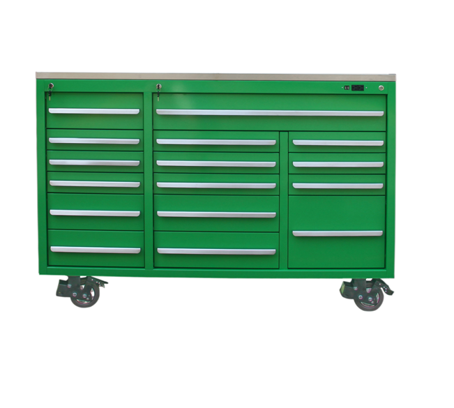 Car Repair Garage Workshop Tool Cabinet System with 15 Drawers and 72" Rolling Storage