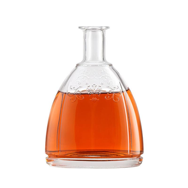 Glass Collar Material Clear 500ml 750ml Whisky Rum Gin Tequila Liquor Bottle with Cork