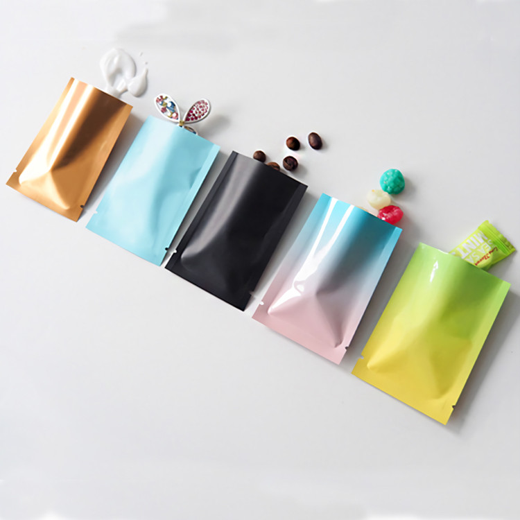 Small Open Top Aluminum Foil Mylar Bag Powder Gifts Heat Sealable Flat Tear Notch