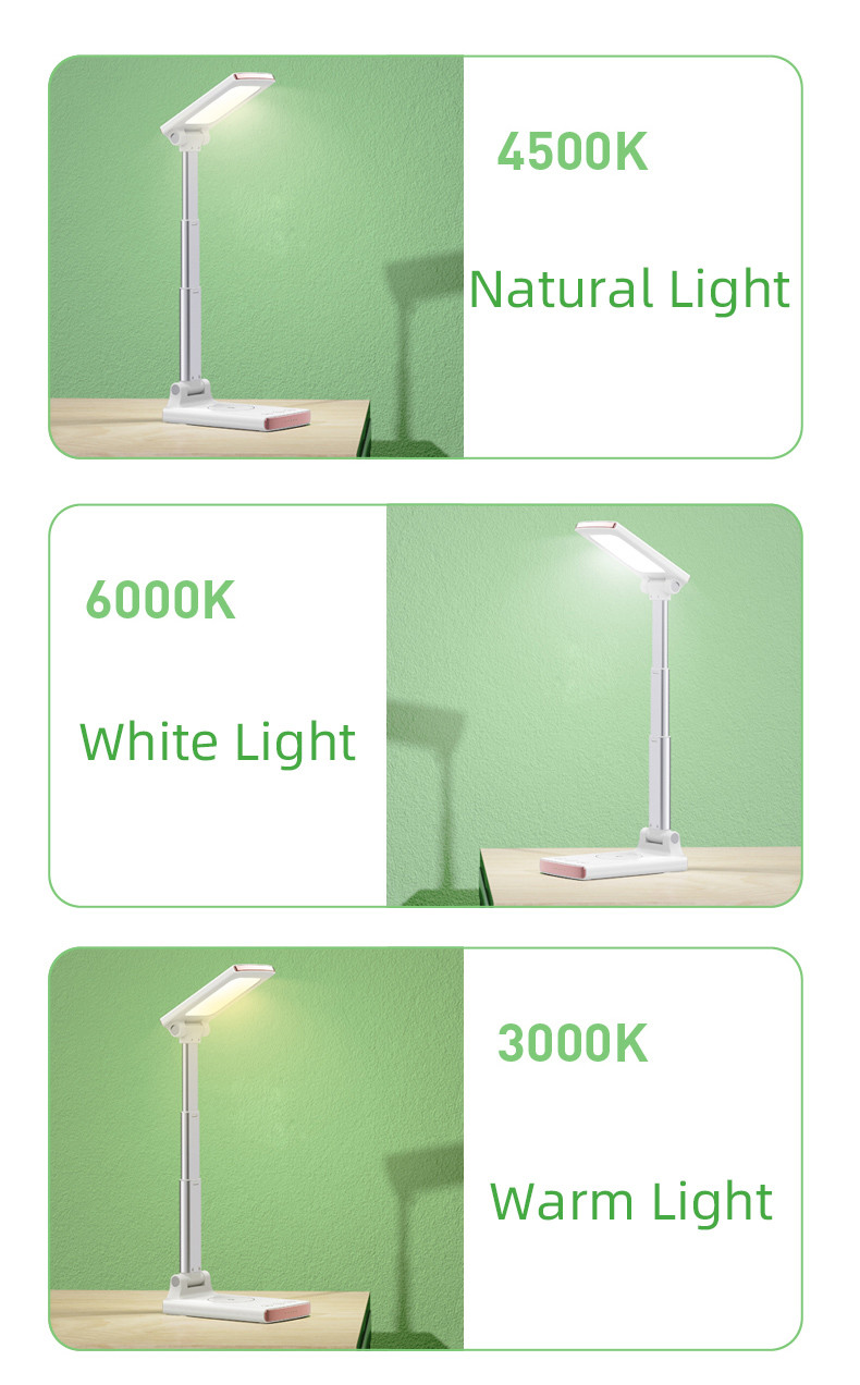 Flat Aluminium Foldable Led Desk Lamp With Wireless Charger Usb Charging For Iphone