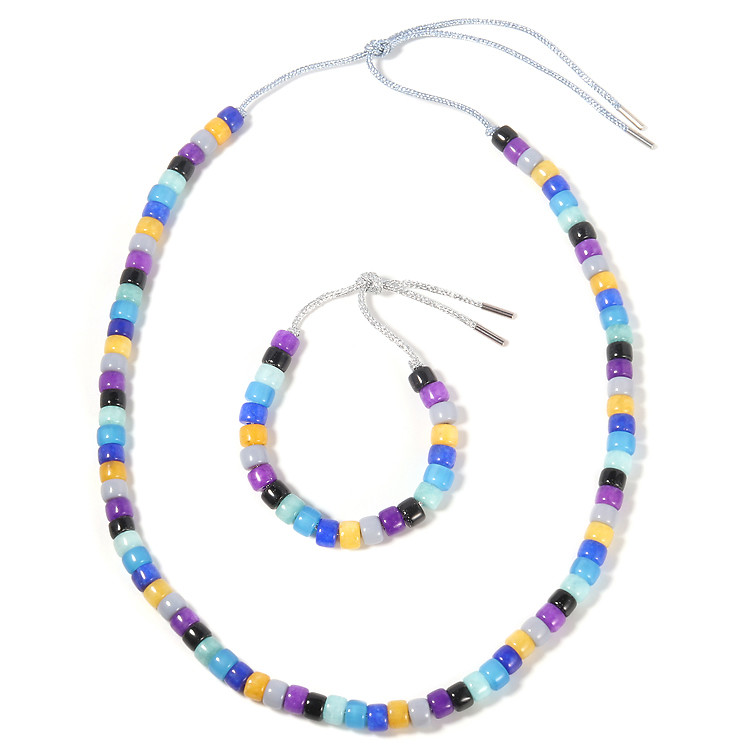 Fall color in Purple and grey big hole stone Forte Beads Bracelet in silver strand