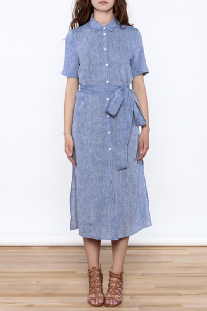 Women Casual Button Down Solid Midi Linen Dresses ladies